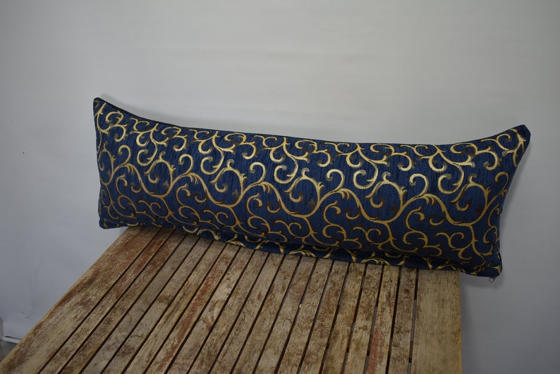 lumbar pillow cover floral design 12 x 36 inch decorative bedding pillow soft chenille fabric pillow cover navy blue pillow bohemian pillow