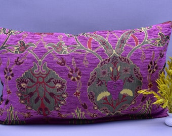 unique magenta color pillow cover lumbar pillow bohemian pillow home decor pillow cover 12 x 20 inch boho pillow  bedding decorative pillows