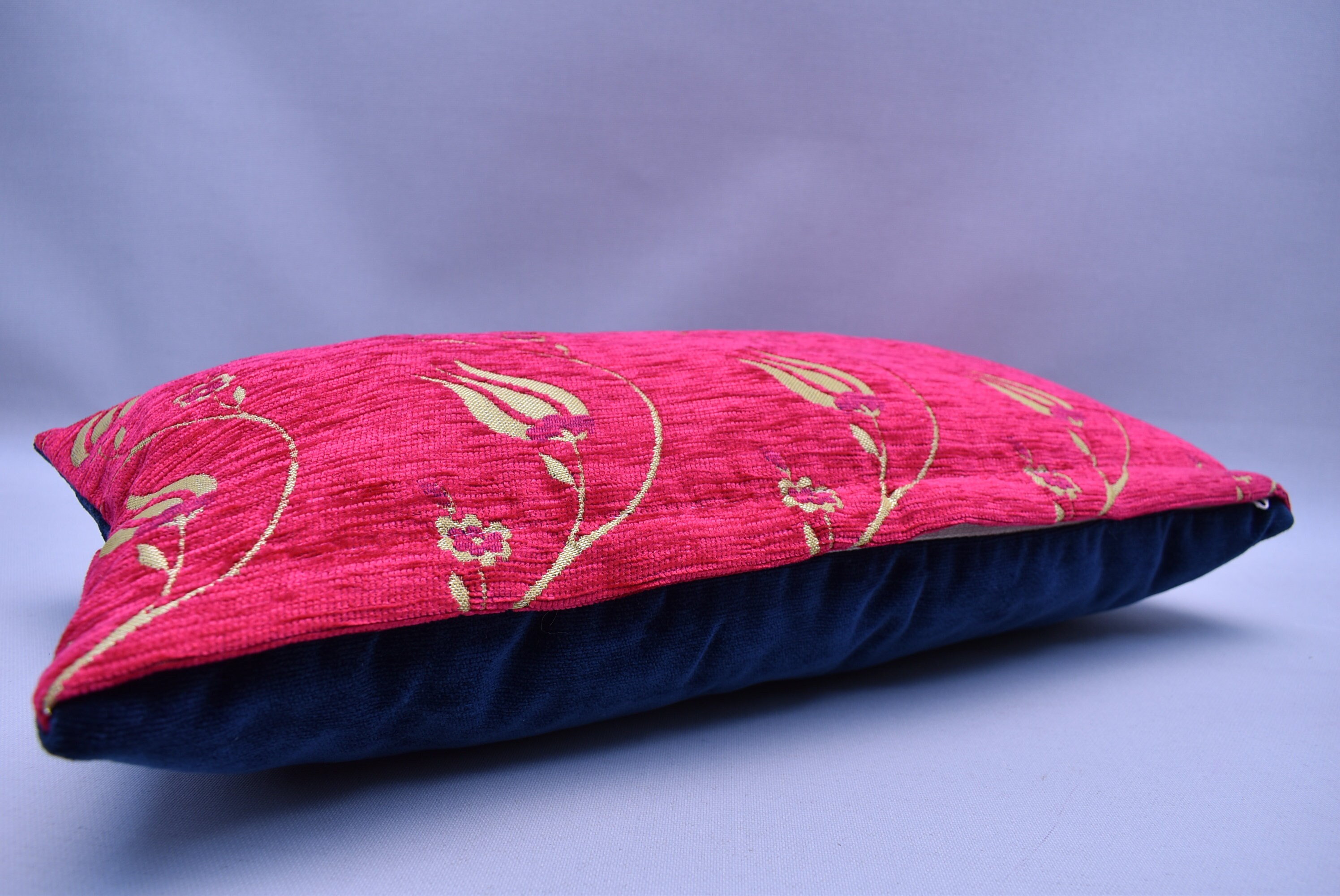Fuschia Pink Color Lumbar Pillow Cover Bohemian Pillow Home Etsy