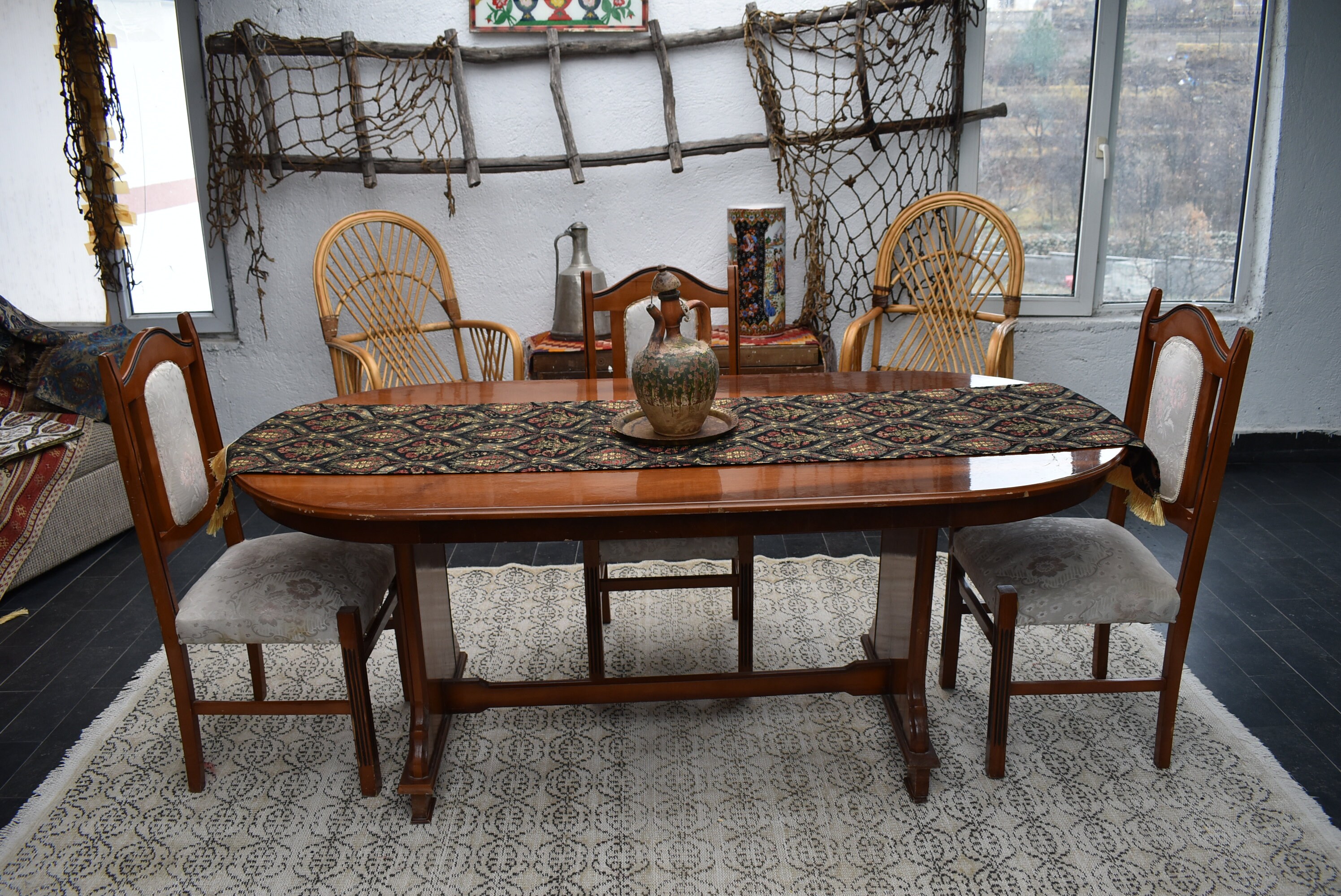 Black Color Table Runner Tulip Design Decorative Table Runner Etsy