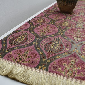 ottoman tulip design rosegold color table runner home decor table runner soft chenille fabric 17 inch x 55 inch bohemian decor table runner