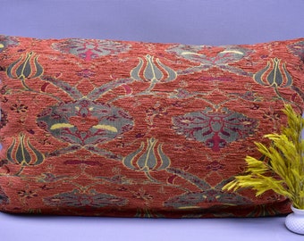 unique orange color pillow cover lumbar pillow bohemian pillow cover home decor 12 x 20 inch boho pillow cover bedding  soft pillows KLP-A2