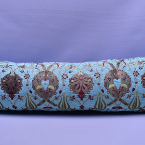turkish tulip design lumbar pillow cover large size lumbar pillow cover 16 x 48 inch soft bedding pillow cover pale blue color pillow cover