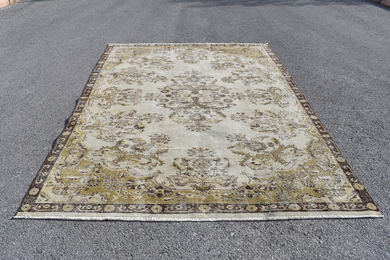 oushak rug handknotted rug AC 2041 turkish rug livingroom rug FREE SHIPPING 6.5 ft x 9.7 ft turkey wool rug oversize rug brown rug