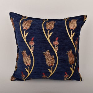 turkish dowry navy color chenille fabric pillow cover bohemian decorative pillow cover boho decor pillow accent 17 x 17 inch oriental pillow
