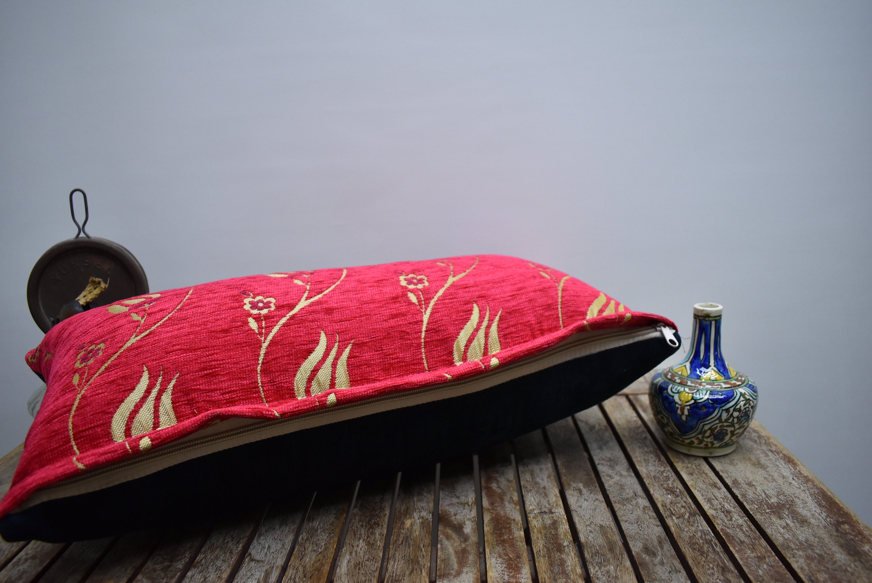 Fuschia Pink Color Lumbar Pillow Cover Bohemian Pillow Home Etsy