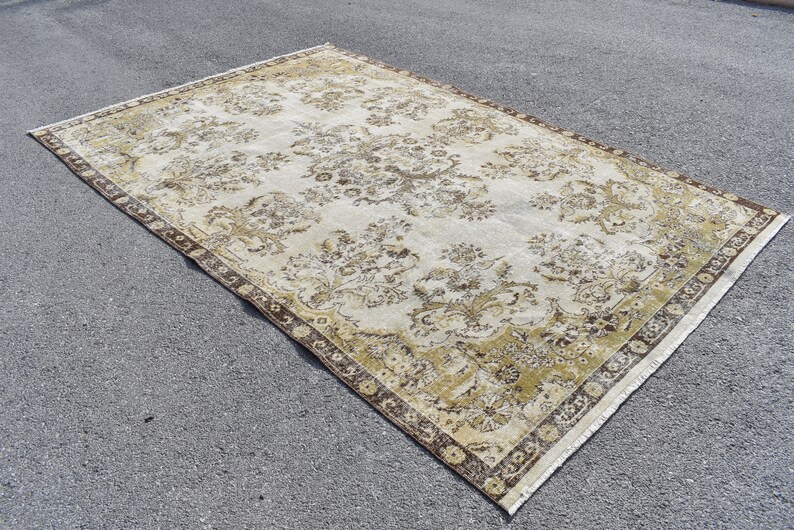 oushak rug handknotted rug AC 2041 turkish rug livingroom rug FREE SHIPPING 6.5 ft x 9.7 ft turkey wool rug oversize rug brown rug
