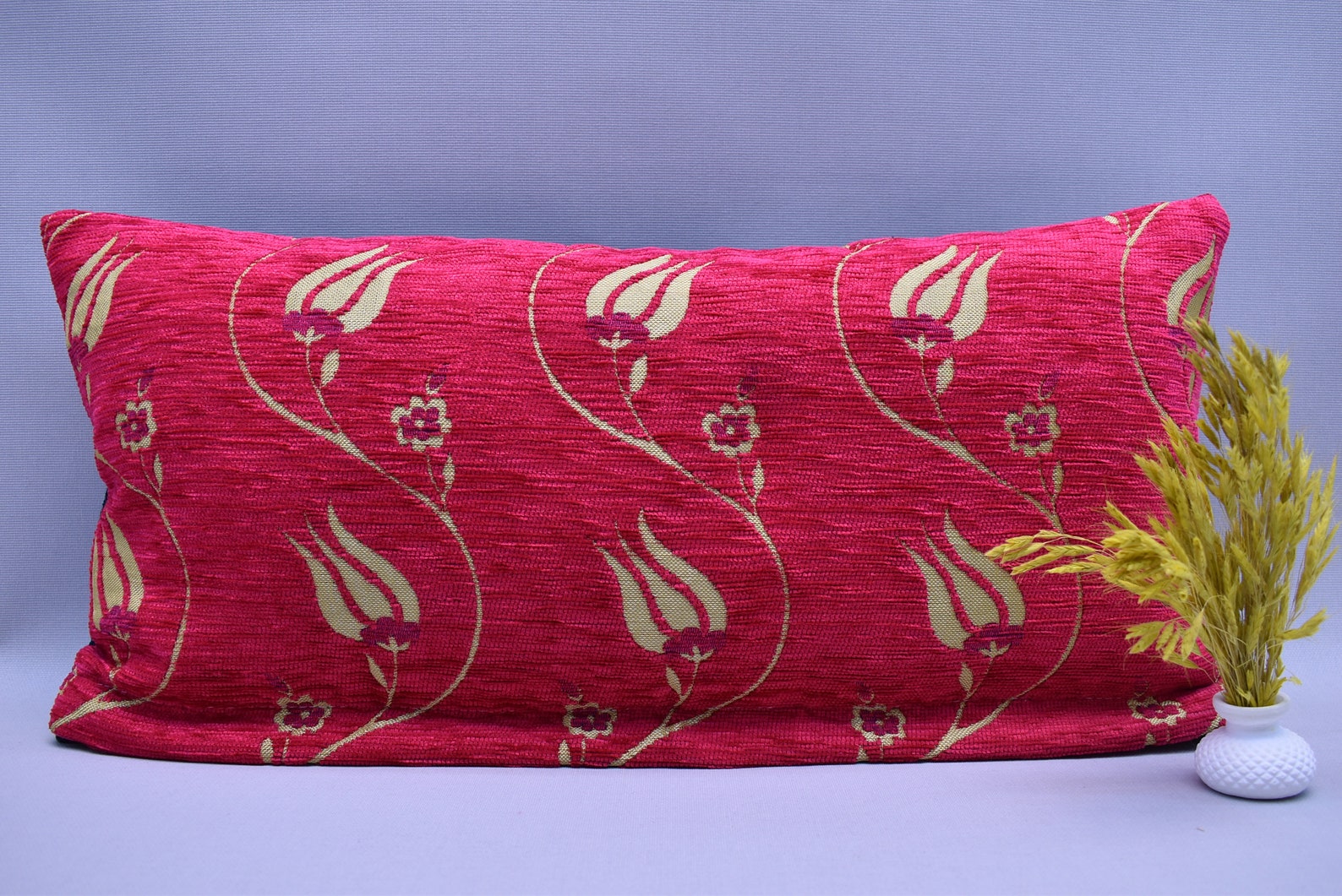 Fuschia Pink Color Lumbar Pillow Cover Bohemian Pillow Home Etsy