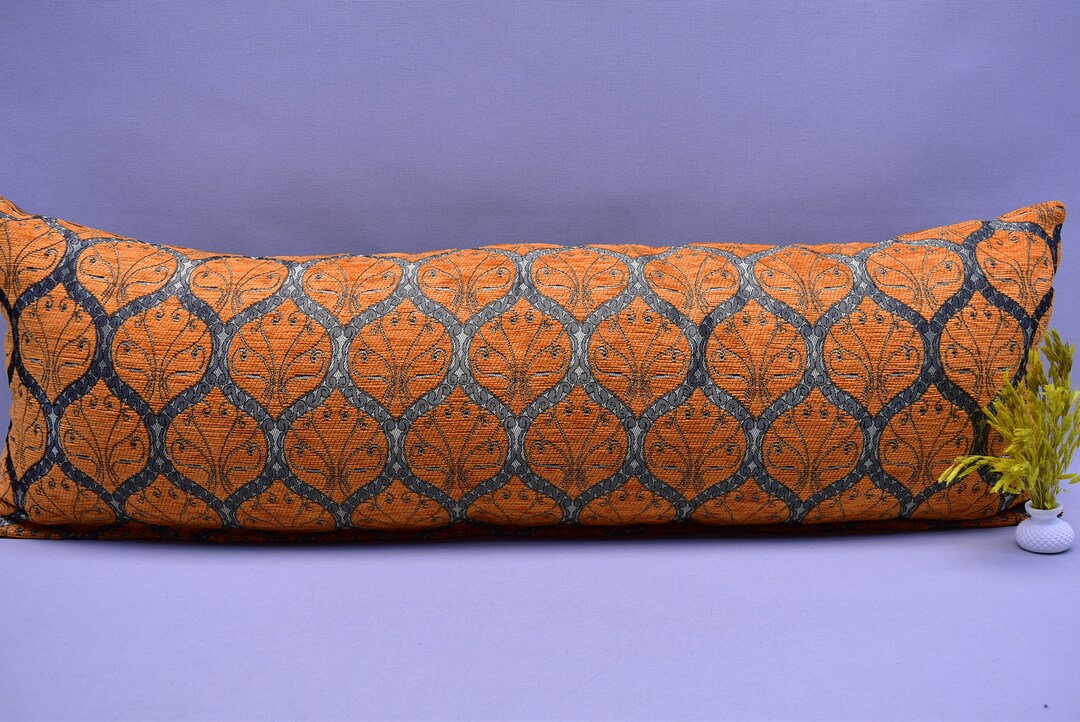 Bright Orange Lumbar Pillow Cover 12 X 36 Inch Boho Lumbar Etsy