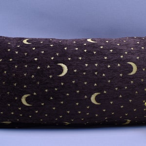 dark brown color lumbar pillow cover soft chenille fabric throw pillow 12 x 24 inch moon and star design pillow cover turkish pillow AYKH-F3