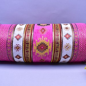 hot pink color kilim design meditation pillow cover soft fabric bolster pillow cover 10 x 26 inch boho decor gift pillows home decor pillows