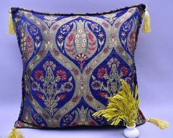 ottoman tulip design soft chenille pillow cover home decor boho pillow floral design turkish pillow 17 x 17 inch bohemian pink pillow YLB1