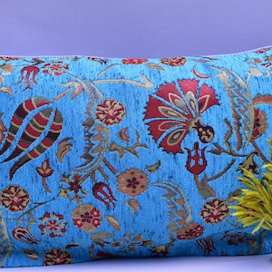 elegant turquoise blue color lumbar pillow cover bohemian pillow home decor pillow cover 12 x 20 inch boho throw pillow floral pillow cover