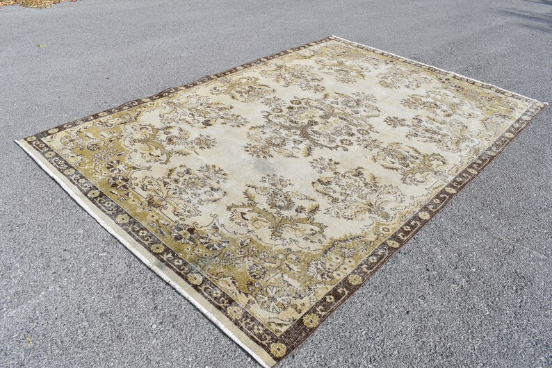 oushak rug handknotted rug AC 2041 turkish rug livingroom rug FREE SHIPPING 6.5 ft x 9.7 ft turkey wool rug oversize rug brown rug