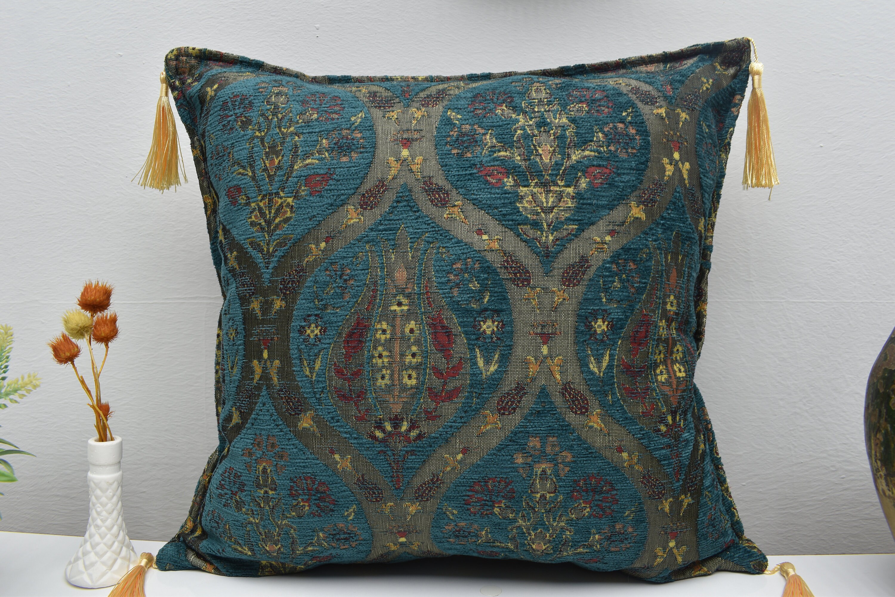 Beautiful teal green color decorative pillow cover boho decor Etsy