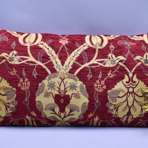 gorgeous red color lumbar pillow cover antique tulip design throw pillow 12 x 24 inch decorative pillow turkish pillow bench pillows KLKS-A9