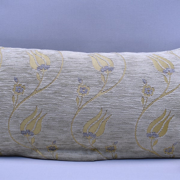 tulip pattern beige color lumbar pillow cover throw pillow cover boho pillow cover 10 x 20 inch bedding decor soft chenille pillow cover