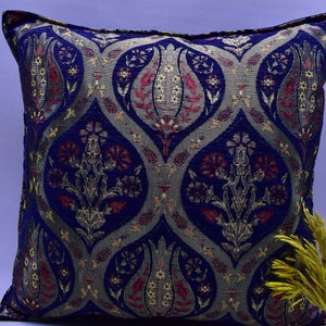 navy blue color 20 inch x 20 inch decorative pillow cover home decor turkish pillow ottoman tulip pattern soft throw pillow cover YLMX-L4