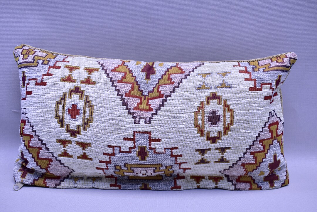 Mini Lumbar Pillow Cover 8 X 16 Inch Nomadic Kilim Pattern Etsy