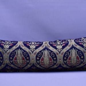 boho decor navy blue color lumbar pillow cover floral design 12 x 36 inch pillow soft chenille fabric pillow cover turkish designer pillows