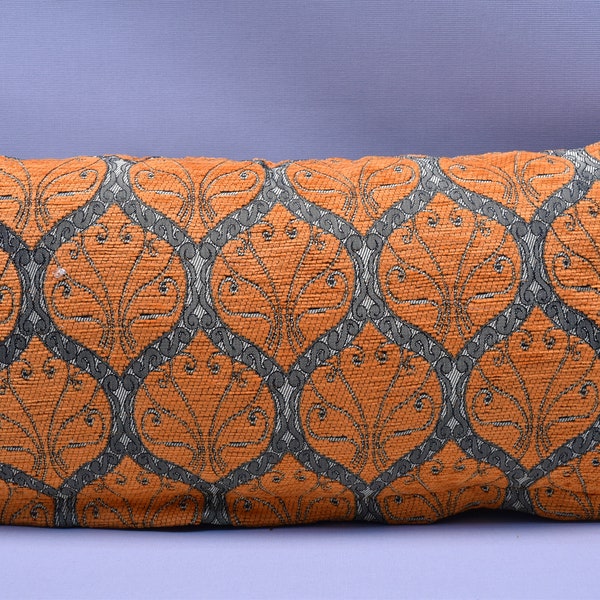 soft chenille fabric designer pillow lumbar pillow orange color floral design 10 x 20 inch pillow cover boho decor turkish pillow KLP-A6