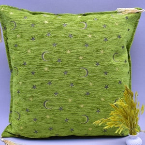 pistachio green color moon and star design throw pillow cover turkish designer boho pillow cover 17 x 17 inch decorative ethnic pillows