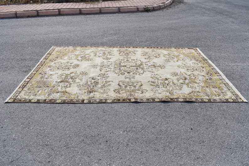 oushak rug handknotted rug AC 2041 turkish rug livingroom rug FREE SHIPPING 6.5 ft x 9.7 ft turkey wool rug oversize rug brown rug