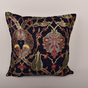 navy bohemian pillow cover rustic decor chenille pillow cover 17 x 17 inch decorative boho pillow designer pillow cover throw pillow cover
