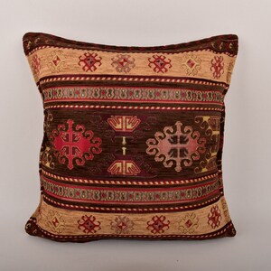 brown color turkish chenille pillow cover ethnic 17 x 17 inch decorative pillow cover turkish pillow aztec pillow boho pillow throw pillows