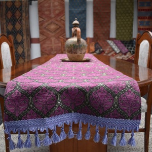 17 inch x 80 inch boho table runner lovely magenta color decorative table runner turkish chenille table runner home decor boho table runner