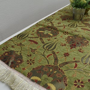 light green color chenille fabric table runner 17 inch x 55 inch bohemian decor table runner home decor ottoman tulip design table runner