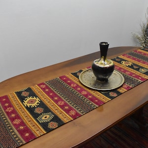 unique colors turkish kilim pattern decorative table runner 17 inch x 80 inch ethnic home decor table runner soft chenille table runner