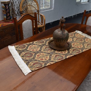 17 inch x 42 inch centerpiece table runner tulip design turkish table runner chenille fabric yellow table runner mini size boho table runner