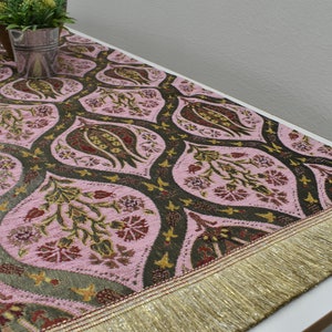 soft pink color antique tulip pattern chenille fabric decorative table runner 17 inch x 55 inch boho decor table runner home decor runner