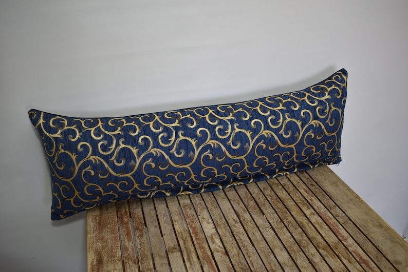 lumbar pillow cover floral design 12 x 36 inch decorative bedding pillow soft chenille fabric pillow cover navy blue pillow bohemian pillow