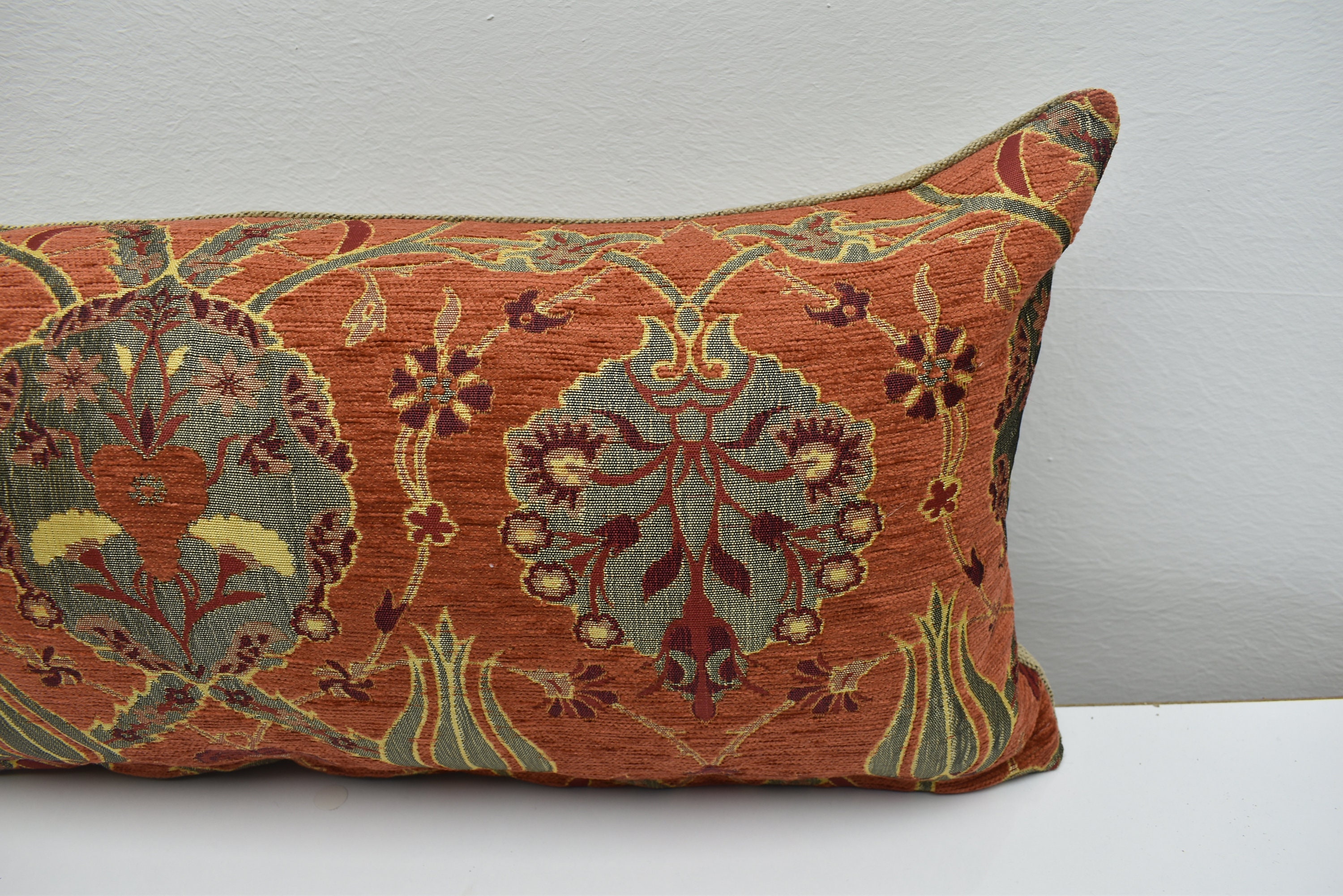Burnt orange color lumbar pillow cover ottoman tulip design Etsy