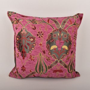 tulip design magenta pillow cover boho decor pillow cover armchair pillow cover 17 x 17 inch decorative pillow cover throw pillow covers