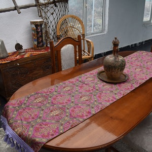 gorgeous magenta color chenille fabric table runner decorative table runner 17 inch x 80 inch rustic decor table runner boho decor  runner