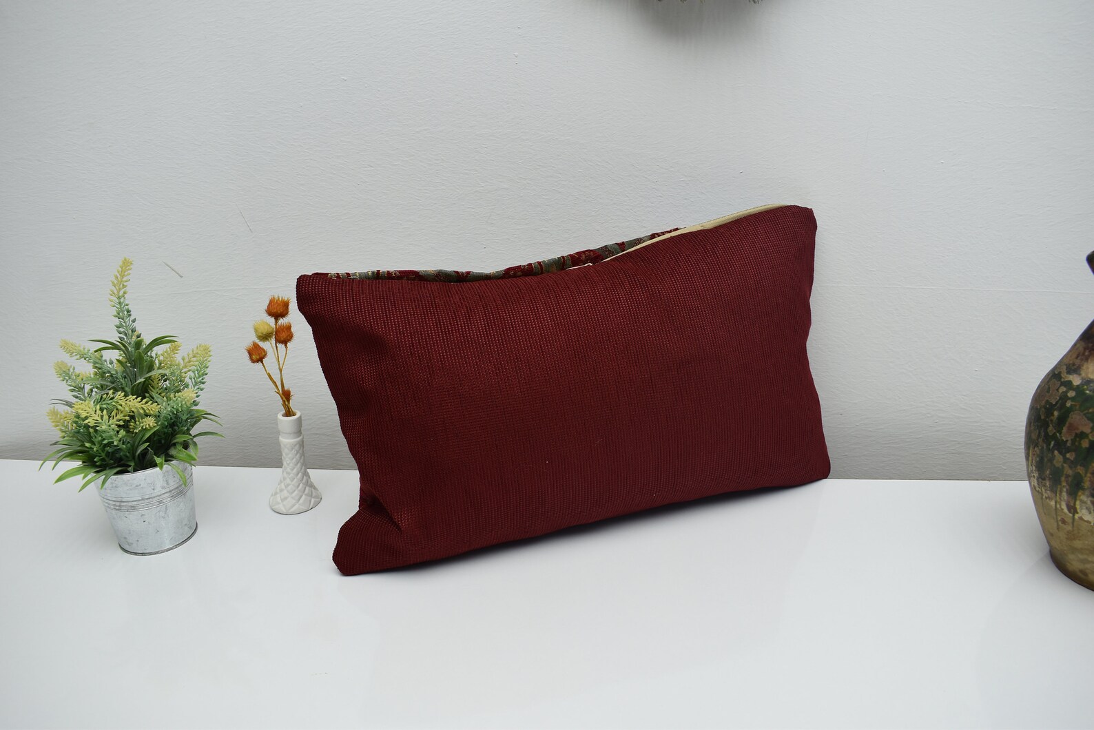 12 x 20 inch red color pillow cover home decor lumbar pillow Etsy