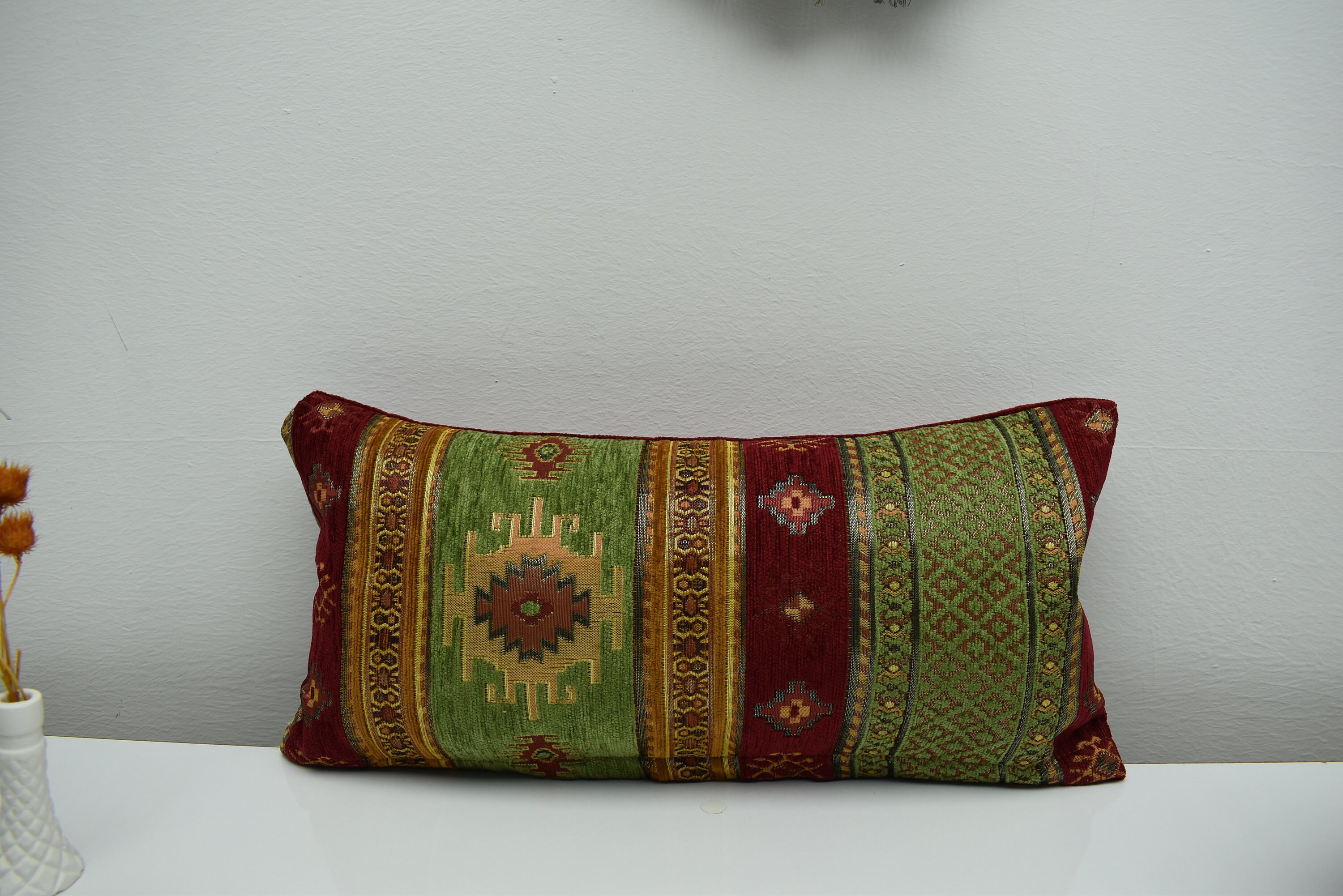 Boho decor green pillow cover lumbar pillow cover bohemian Etsy