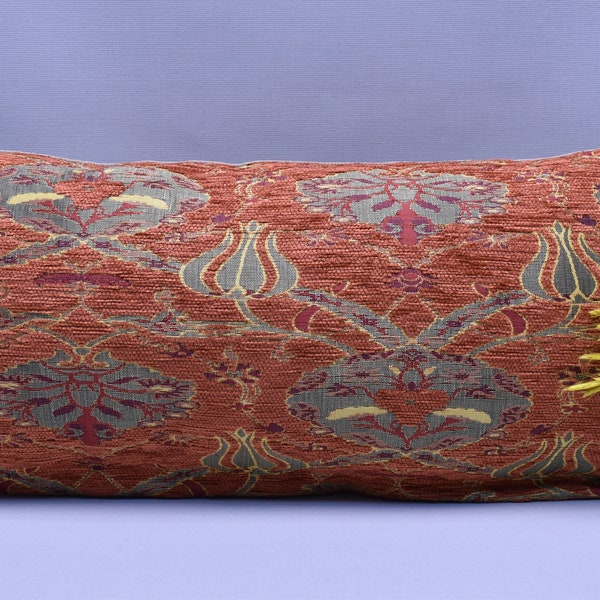 burnt orange color lumbar pillow cover decorative floral pattern pillow cover 10 x 20 inch soft pillow cover throw pillows boho decor pillow