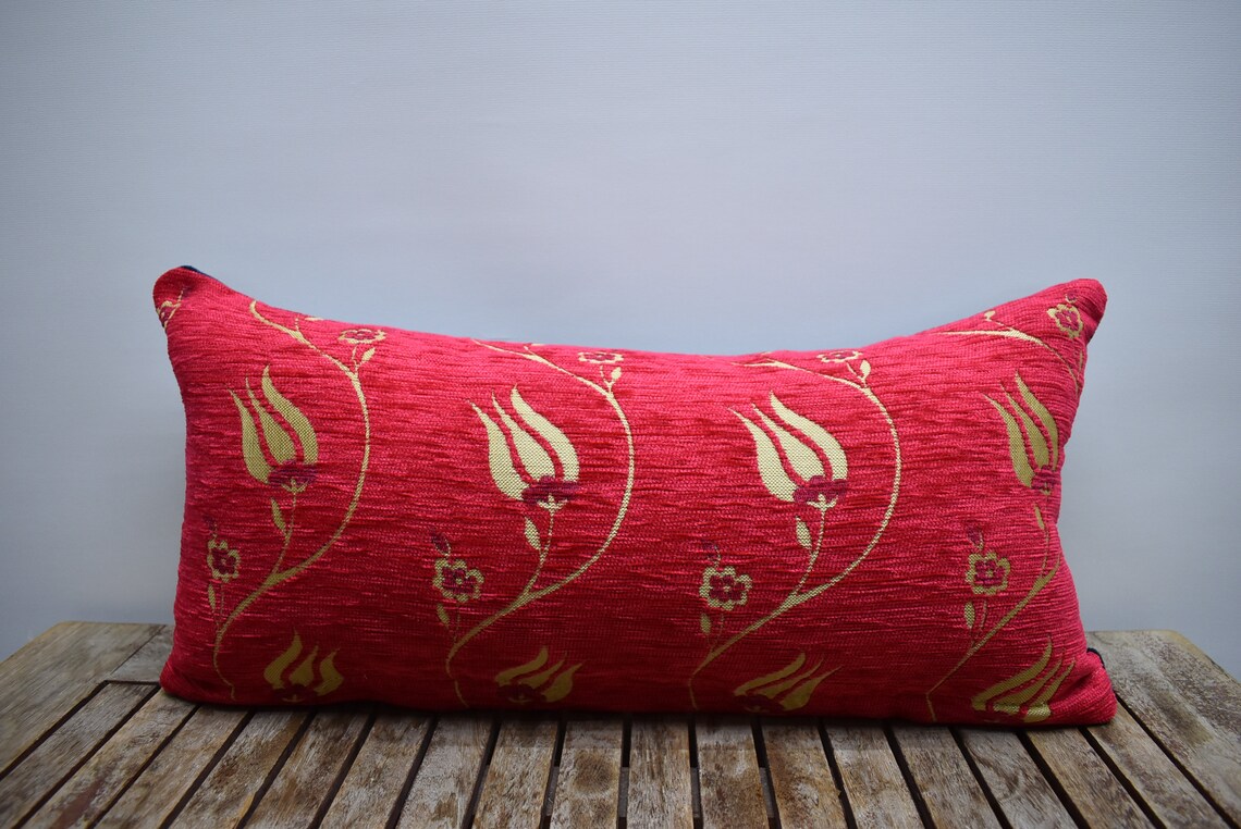 Fuschia Pink Color Lumbar Pillow Cover Bohemian Pillow Home Etsy
