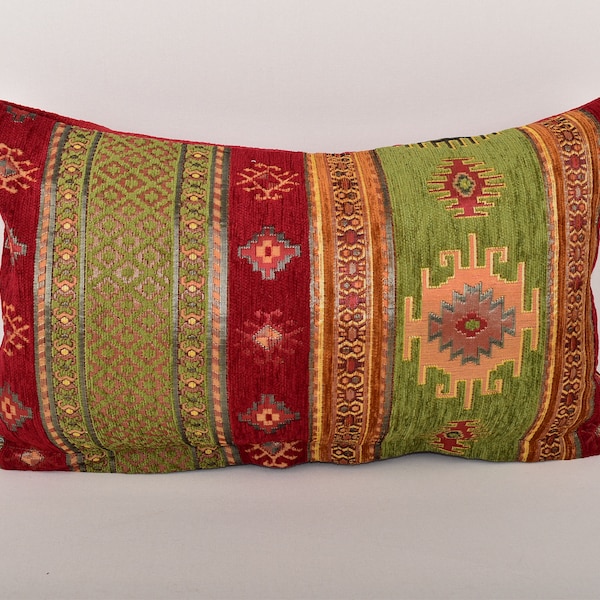 12 x 20 inch red green color lumbar pillow cover bohemian pillow cover home decor pillow throw pillow 30 x 50 cm ethnic decor pillow cover
