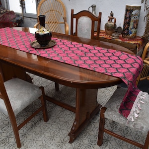 17 inch x 103 inch lovely pink color decorative table runner peacock tail design table runner boho decor table runner designer boho runner