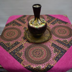 turkish ceramic design hot pink color table cloth ottoman tiles design table cloth 34 inch x 34 inch decorative table cloth ethnic cloth