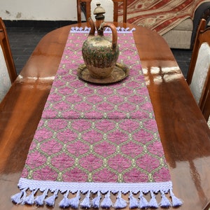turkish chenille fabric table runner decorative table runner 17 inch x 55 inch bohemian decor table runner boho purple color table runner