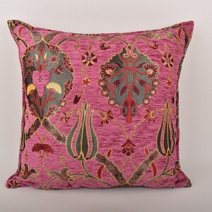 magenta color decorative pillow cover boho decor pillow turkish chenille pillow cover 17 x 17 inch lovely pillow bohemian throw pillow