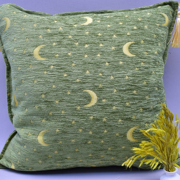 moon and star design pillow cover soft chenille fabric pillow cover turkish pillow cover 17 x 17 inch decorative throw pillow bedding pillow