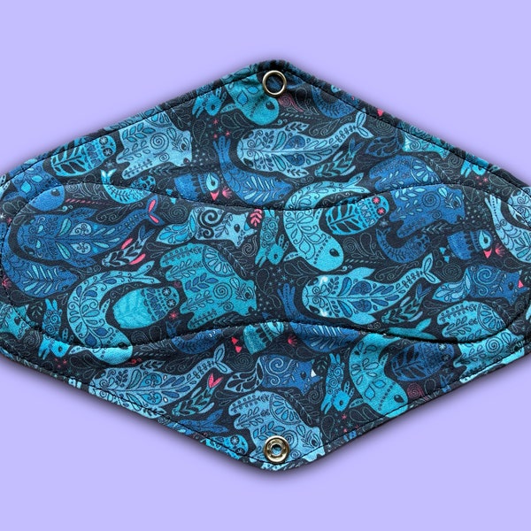 9.5" Arctic Creatures Cloth Pad. Handmade + Designed in Australia. Crafted With Soft + Natural 100% Cotton Fabrics. Black Backing