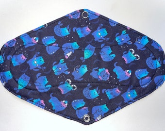 9.5" Regular, Zodiac Cats Cloth Pad. Handmade + Designed in Australia. Crafted With Soft + Snug 100% Cotton Fabrics. Black Backing